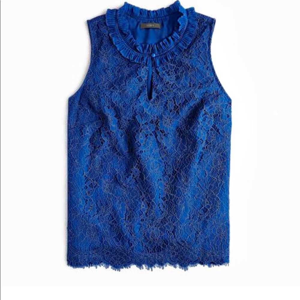 J. Crew Lace ruffle-neck top